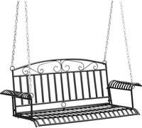 Outsunny Banc Suspendu 2 Places balancelle de Jardin en métal dim. 137L x 58l x 52H cm Noir