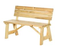 Outsunny Banquette de Jardin 2 Places Banc en Bois jusqu'à 220 kg Banquette de Terrasse avec Dossier Mobilier de Jardin Bois Massif 116 x 56 x 80 cm