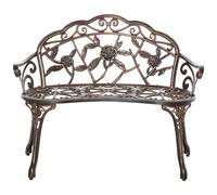 Outsunny Banquette de jardin 2 places en métal, banquette au style rétro, banc de parc à motif floral 100 x 54 x 78 cm, Bronze