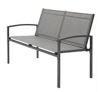 Outsunny Banquette de jardin 2 places résistante aux intempéries banquette extérieure en métal avec assise en maille respirante accoudoirs incurvés 112 x 66 x 80 cm Gris