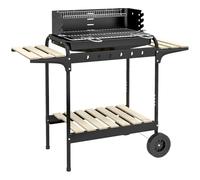 Outsunny Barbecue à Charbon BBQ Grill sur Pied 103 x 47 x 95 cm Noir | Gril Réglable, 2 Roues, 3 Étagères, Récupérateur de Cendres