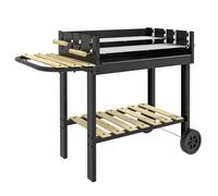 Outsunny Barbecue à charbon BBQ grill sur pied avec double gril réglable 2 roues et 2 étagères dim. 113L x 53,5l x 82,5H cm noir