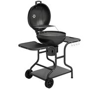Outsunny Barbecue à charbon Rond avec couvercle Barbecue Rond Extérieur avec Thermomètre, 129 x 63,5 x 106,5 cm, Noir
