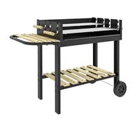 Outsunny Barbecue š€ charbon BBQ grill sur pied avec double gril ršŠglable 2 roues et 2 šŠtagššres dim. 113L x 53,5l x 82,5H cm noir
