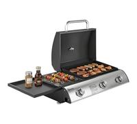 Outsunny Barbecue à Gaz de Table 3 Brûleurs - Combiné Gril et Plancha avec Couvercle et Thermomètre - 7,5 kW Portable pour Camping Balcon Terrasse - Surface de Cuisson 2224 cm², Noir