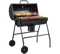 Outsunny Barbecue au Charbon de Bois avec Couvercle, Barbecue Charbon de Bois Grande Taille avec Grille et Thermomètre, BBQ avec Roues, Poignée, pour Jardin, Patio, 95 x 71,5 x 102 cm, Noir
