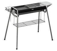Outsunny Barbecue au charbon de bois Barbecue au charbon de bois portable avec plateau à épices en acier inoxydable et support de rangement pour le jardin et le camping 96x61x72 cm Noir