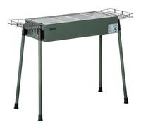 Outsunny Barbecue au charbon de bois portable 2 grilles 2 paniers latéraux 94x39x70cm Vert foncé