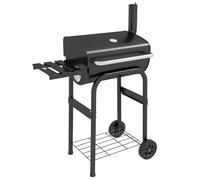 Outsunny Barbecue au charbon de bois chariot de BBQ avec Étagères Noir | Roulettes, Couvercle, Thermomètre, Cheminée, en Métal