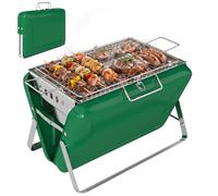 Outsunny Barbecue au Charbon de Bois Pliable Barbecue Portable Vert Foncé | Poignée, Pieds Repliables, Jardin, Terrasse, Camping
