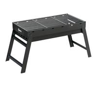 Outsunny Barbecue au Charbon de Bois Portable 74L x 30l x 37H cm, Noir | Pliable, BBQ Grill sur Pieds, Bassin à Charbon Extractible