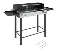 Outsunny Barbecue charbon de bois BBQ avec grille de gril à 3 niveaux et étagères latérales pliables, 118 x 32 x 90 cm, noir