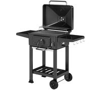 Outsunny Barbecue Charbon de Bois Chariot Grill de Jardin avec Couvercle XXL Bac à Charbon et Évents Réglables 112cm Noir