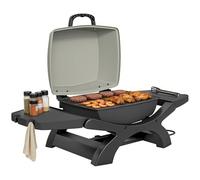 Outsunny Barbecue électrique extérieur 2300W portable avec grilles émaillées, barbecue de table, étagères latérales amovibles, crochets, bac de récupération, pour terrasse, balcon, petit espace, noir