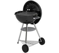 Outsunny barbecue portable au charbon, grille extérieure ronde avec couvercle, thermomètre, roues, noir.