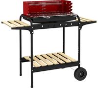 Outsunny Barbecue š€ charbon BBQ grill sur pied avec gril ršŠglable 2 roues et 3 šŠtagššres ršŠcupšŠrateur de cendres 103 x 47 x 95 cm rouge