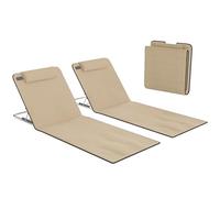 Outsunny Beach Mat Chaise Longue de Plage, allié Alliage d'acier Tissu PE Coton EPE, Beige