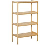 Outsunny Bibliothèque Étagère 4 Niveaux Bambou Salon Chambre Bureau Épurée Aosom France