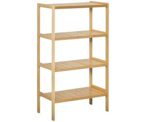 Outsunny Bibliothèque Étagère 4 Niveaux Bambou Salon Chambre Bureau Épurée Aosom France