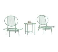 Outsunny Bistro Set 3 pièces en acier résistant aux intempéries Ensemble de meubles de jardin avec table de bistrot Chaises de jardin ergonomiques en forme de coquillage Vert