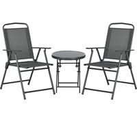 Outsunny Bistro-Set 3 pièces en métal résistant aux intempéries Set de meubles de jardin avec table en verre