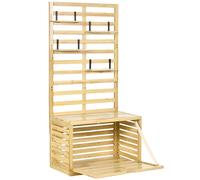 Outsunny Boîte de Rangement avec Treillis, 4 Étagères Suspendues, Porte Magnétique, Bois Massif, Naturel, 80 x 45 x 160 cm