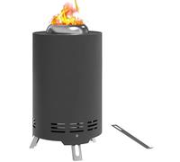 Outsunny Bol de feu Ø16x25cm en Acier Inoxydable Foyer avec tisonnier Bols de feu sans fumée Corbeille à feu pour Jardin, Balcon terrasse, Outdoor BBQ Camping Gris