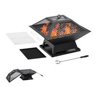 Outsunny Bol de feu avec pare-étincelles Grille de barbecue Panier de feu pour BBQ