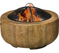 Outsunny Bol de feu Foyer avec couvercle Panier de feu avec tisonnier pour le camping