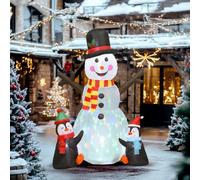 Outsunny Bonhomme de Neige et Pingouins Gonflable de Noël de 180 cm LED | Projecteur Clignotant, Matériel Fixation et Souffleur, Décoration de Noël Intérieur et Extérieur