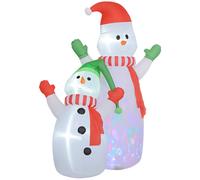 Outsunny Bonhomme de neige gonflable de Noël, 240 cm, décoration gonflables de Noël avec lumières LED, blanc