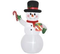 Outsunny Bonhomme de neige gonflable de Noël de 180 cm avec lumières LED, matériel fixation et souffleur, intérieur et extérieur