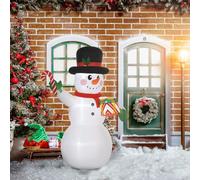 Outsunny Bonhomme de Neige Gonflable de Noël de 180 cm avec Lumières LED | Matériel Fixation, Souffleur, Décoration de Noël Intérieur Extérieur, Résistant Intempéries IP44