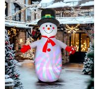 Outsunny Bonhomme de Neige Gonflable de Noël de 240 cm, Lumières LED | Discothèque Dynamique, Matériel Fixation Et Souffleur, Décoration Noël Intérieur Extérieur, Résistant Aux Intempéries