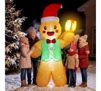 Outsunny Bonhomme Pain d'Épice Gonflable de Noël 2,5 m avec Lumières LED | Boîte Cadeau et Souffleur, Décoration de Noël pour l'Intérieur et l'Extérieur, Résistant aux Intempéries IP44