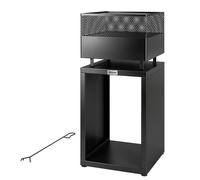 Outsunny Brasero 39 x 39 x 87 cm Foyer avec rangement pour bois, grille à charbon, pieds réglables, Noir