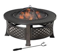 Outsunny Bol de feu avec pare-étincelles Table de feu Foyer en acier noir
