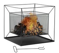 Outsunny Brasero cheminée foyer extérieur carré avec tisonnier métal dim. 45L x 45l x 43H cm noir-AOSOM.fr