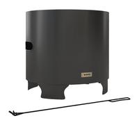 Outsunny Brasero sans fumée foyer à bois extérieur rond portable en métal avec tisonnier - diamètre 45 cm - noir