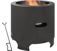 Outsunny Brasero sans fumšŠe foyer š€ bois extšŠrieur rond portable en mšŠtal avec pot intšŠrieur en acier inoxydable tisonnier poignšŠes rainuršŠes - diamšštre 45 cm - noir