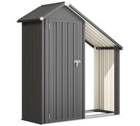 Outsunny Bûcher d'extérieur avec armoire à outils, 0.77 m², 150x66x162 cm, en acier galvanisé, Gris foncé