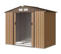 Outsunny Cabane & Abri de Jardin Métal en Tôle d'Acier 2.5 m² avec Porte Verrouillable Remise pour Outils avec Fondation, Kaki Aosom France