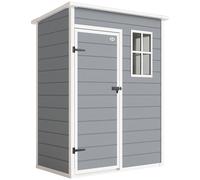 Outsunny Cabane de Jardin Abri de Jardin Plastique 1.14 m² avec Verrouillable, Aération et Fenêtre Pour Outils, 151x92x193 cm Gris Aosom France