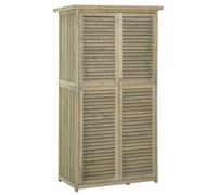Outsunny Cabane de Jardin en Bois de Pin Autoclave avec Toit bitumé étanche, 2 étagères, Portes Persiennes, 87x47x160 cm, Vert Aosom France