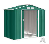 Outsunny Cabane de jardin Métal en Acier - Ranger Vélos et Outils Jardinages avec Double Porte Coulissant et 4 Fenêtres, Vert foncé Aosom France
