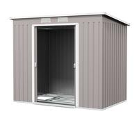 Outsunny Cabanon, avec fenêtres de ventilation, portes coulissantes, acier galvanisé, 213 x 130 x 172 cm, Gris clair
