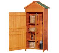 Outsunny Cabanon & Chalet de Jardin Bois avec 3 Étagères, 2 Portes Loquets, Toit Pente Bitumé - Remise pour Outils, 84x52x188 cm Aosom France