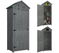 Outsunny Cabanon de Jardin Bois Chalet de Jardin avec Toit Bitumé, 3 Étagères, 2 Portes Loquet - 77x54,2x179cm, Gris Aosom France