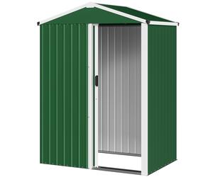 Outsunny Cabanon de jardin en acier 1,1 m² avec porte coulissante verrouillable, 136x87x179 cm, Vert