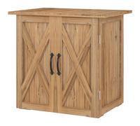Outsunny Cabanon de jardin, Porte double, Fermetures magnétiques, résistant aux intempéries, bois naturel, 77Lx55lx72H cm, Marron Aosom France